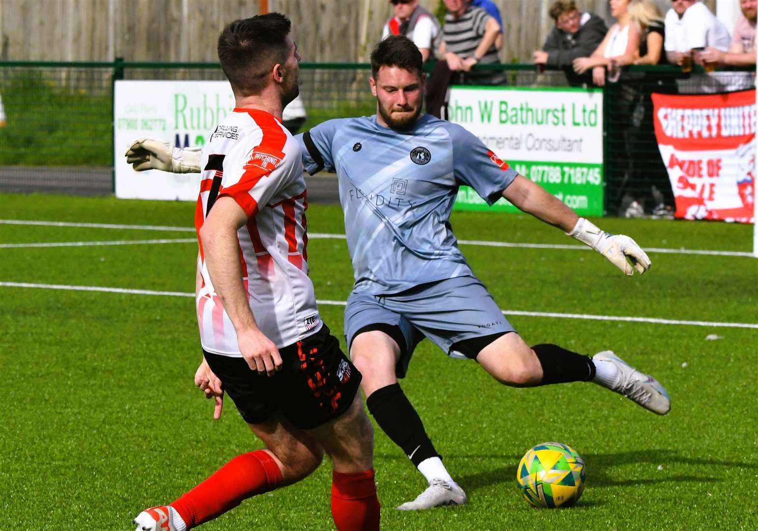 Herne Bay’s Harry Brooks is battling for a starting spot with on-loan Gillingham keeper Taite Holtam. Picture: Marc Richards