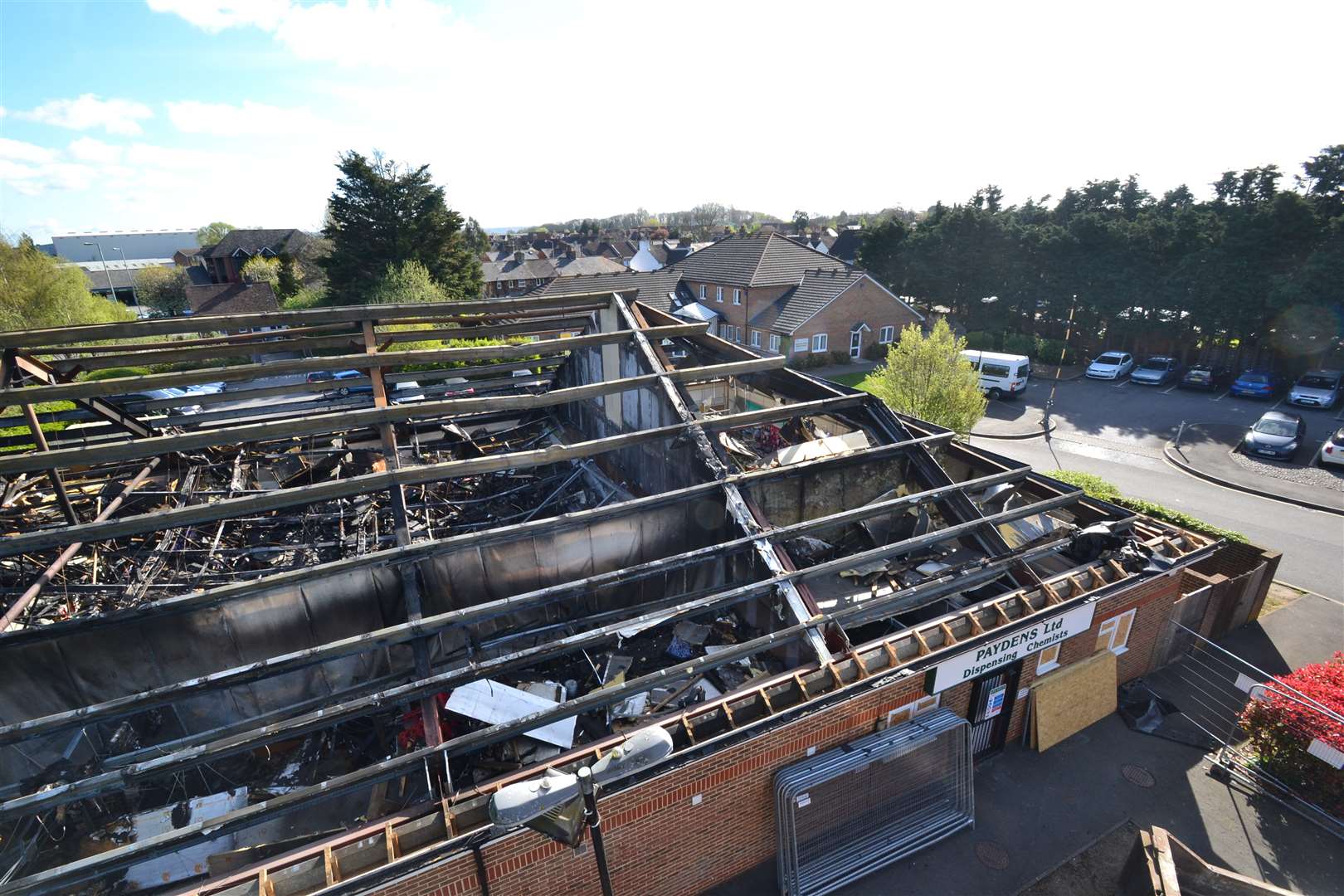 An aerial view shows the extent of the damage Picture: Steve Salter