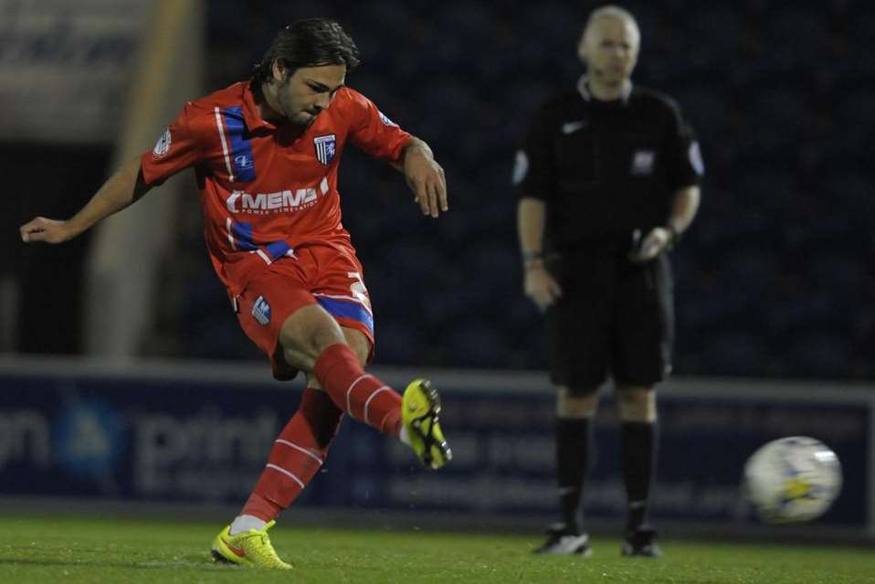 Bradley Dack scores from the spot against Colchester Picture: Barry Goodwin