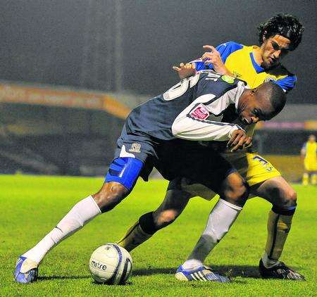 John Nutter battles for the ball at Southen