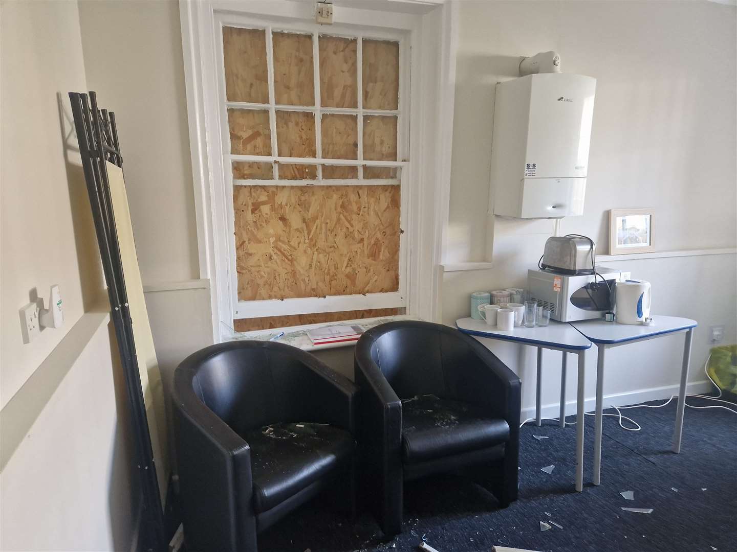The intruder broke a sash window at Rosemary House. Picture: Age UK