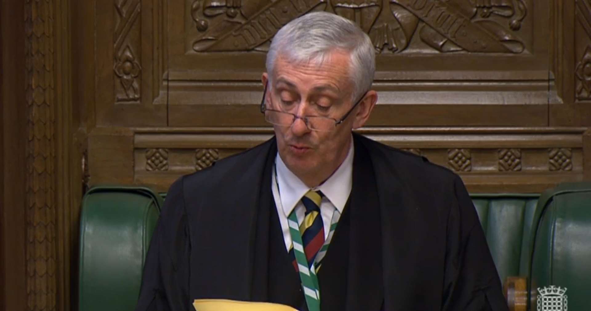 Speaker Sir Lindsay Hoyle speaks in the House of Commons, London, as MPs gathered for the first time since March 25, following the Easter recess and due to the coronavirus outbreak (House of Commons/PA)