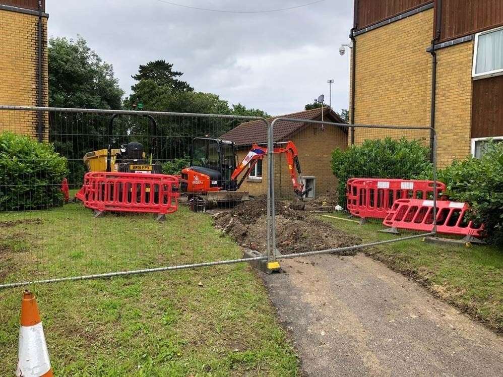 Demolition work starting as the build for the new ward at Darent Valley Hospital begins. Picture: Dartford and Gravesham NHS Trust