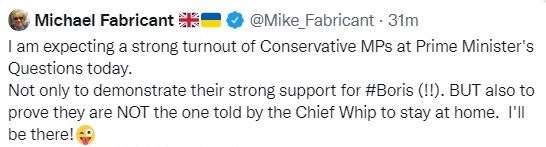 A screenshot of Michael Fabricant’s since-deleted tweet (PA)