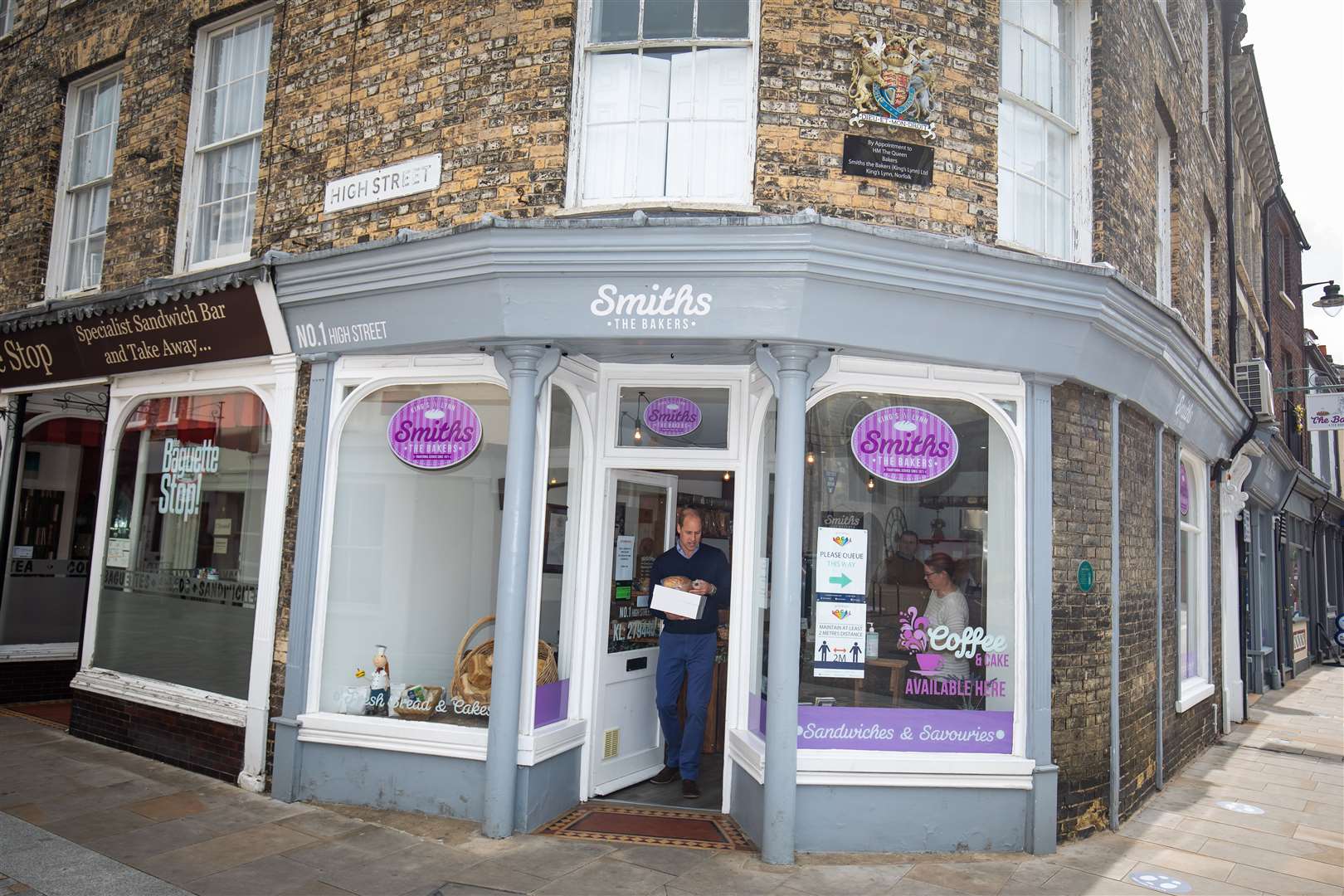 The Duke of Cambridge at Smiths the Bakers, in the High Street in King’s Lynn, Norfolk (Aaron Chown/PA)