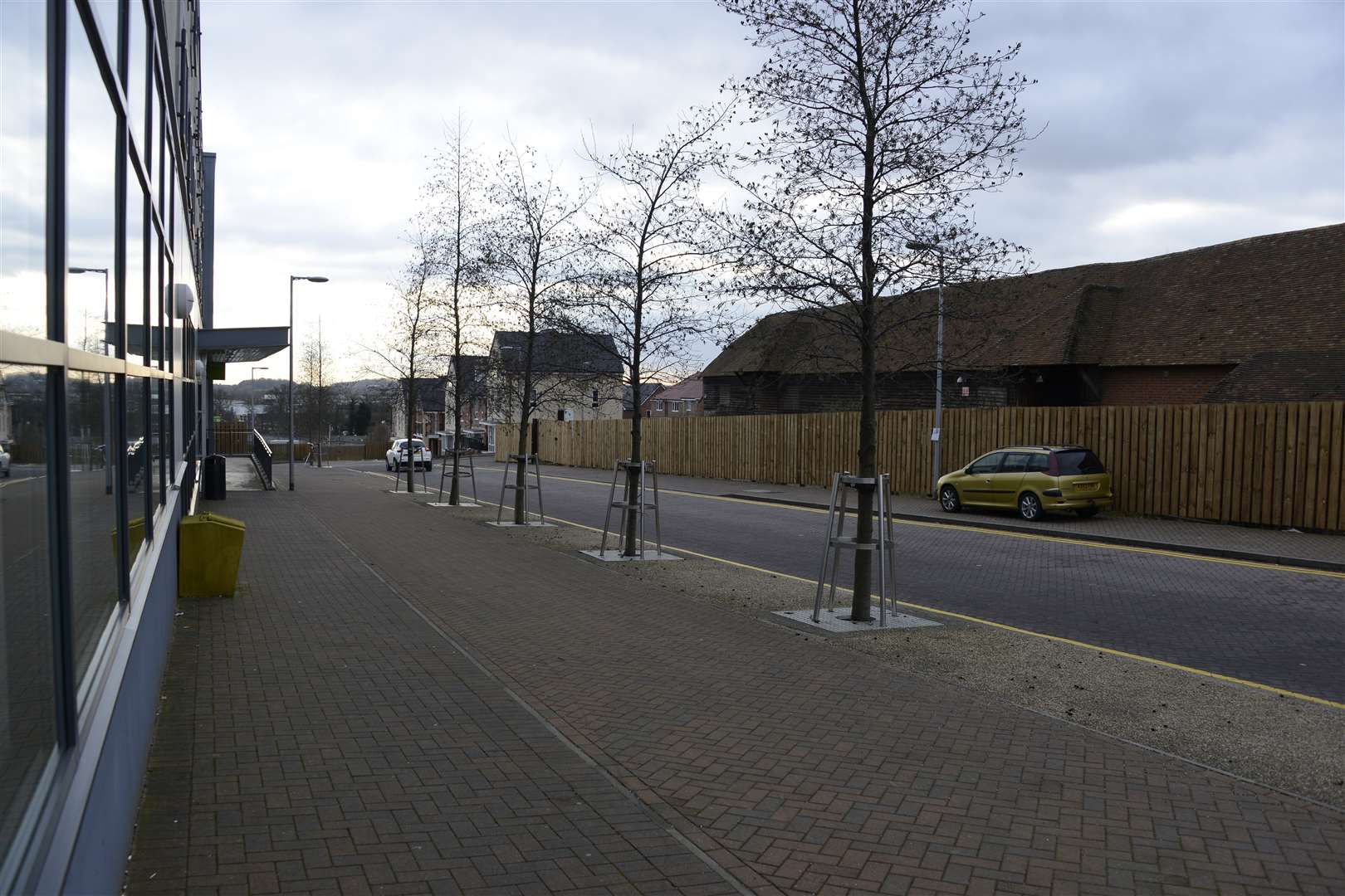 NOW - The newly painted yellow lines outside Waitrose on Repton Park make an impact