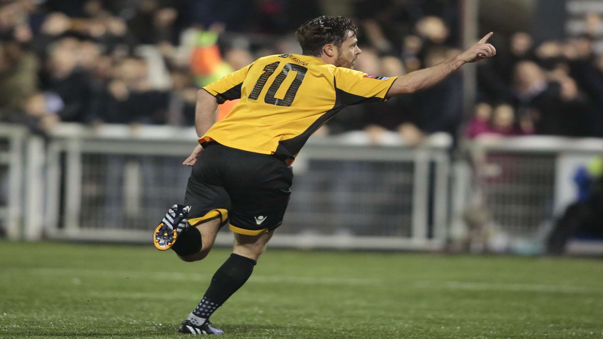 Frannie Collin celebrates scoring against Stevenage. Picture: Martin Apps