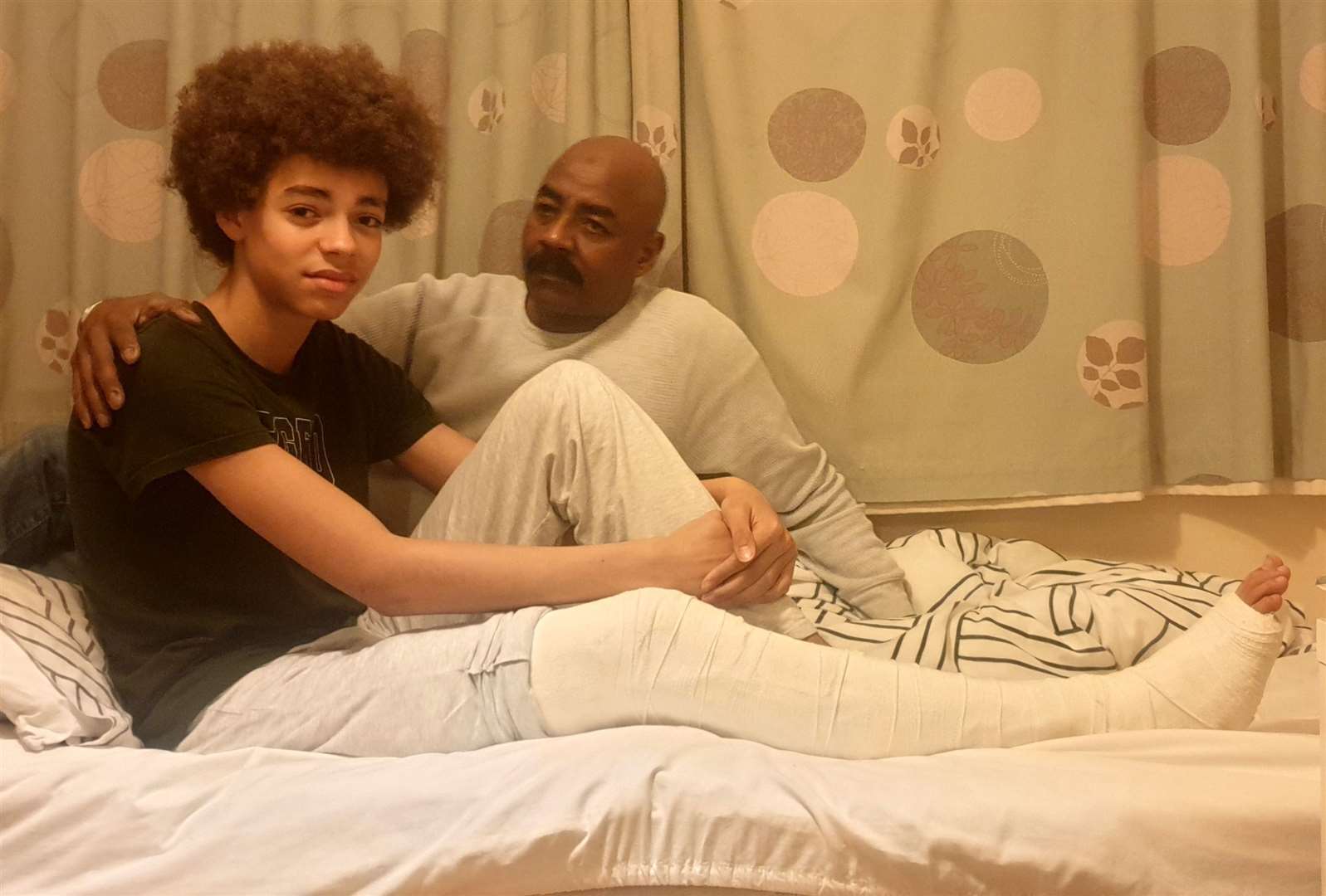 Noh Alnour recovering at home with his dad, Aemir
