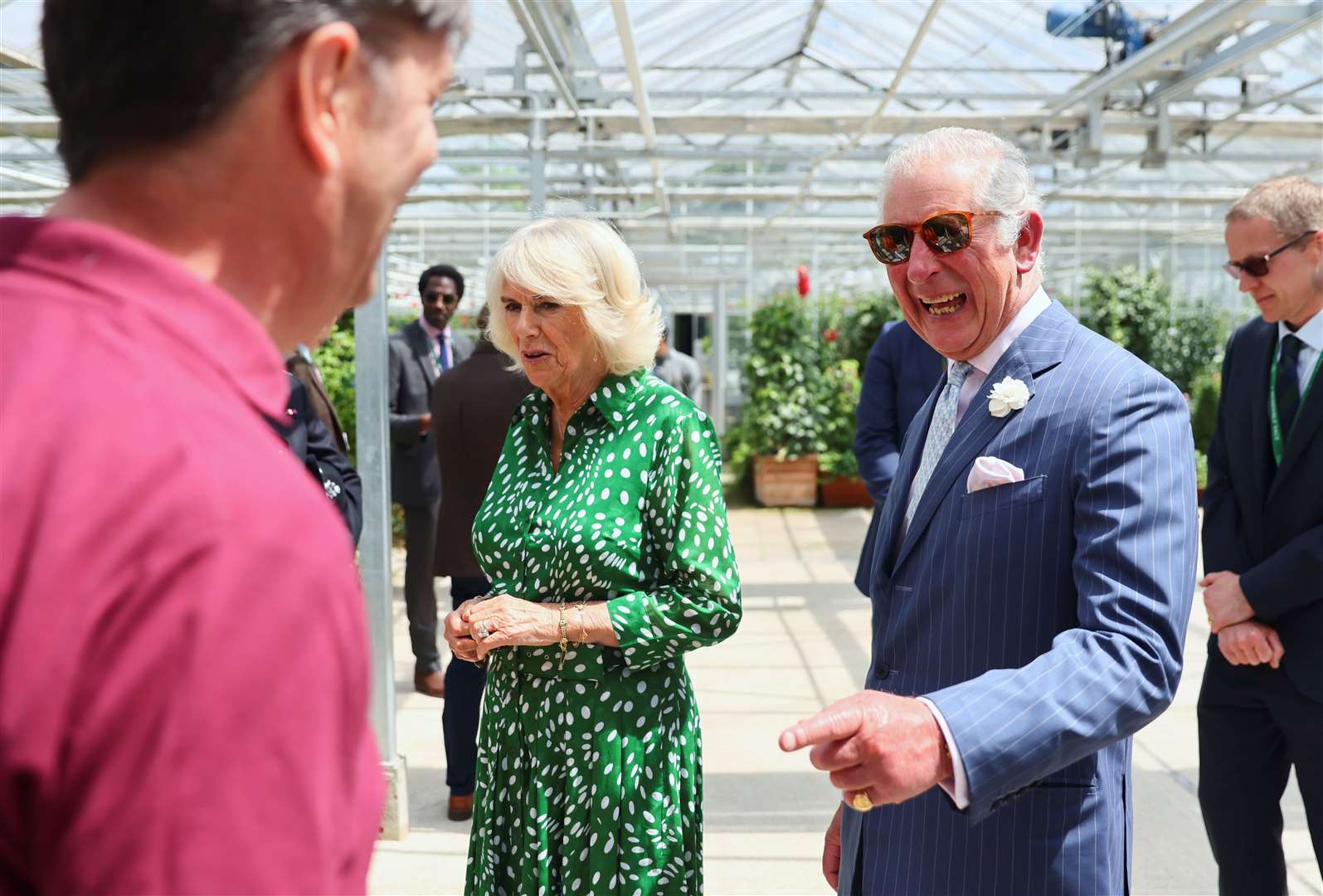 The Prince of Wales and Duchess of Cornwall during their visit to Hyde Park, London, to thank the Royal Parks staff (Tom Nicholson/PA)