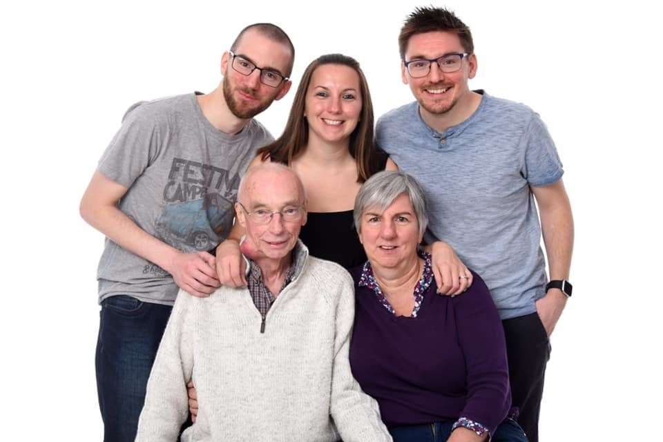 Tina Nurden with her mum and day Tony and Alison Batchelor and brothers Michael and David