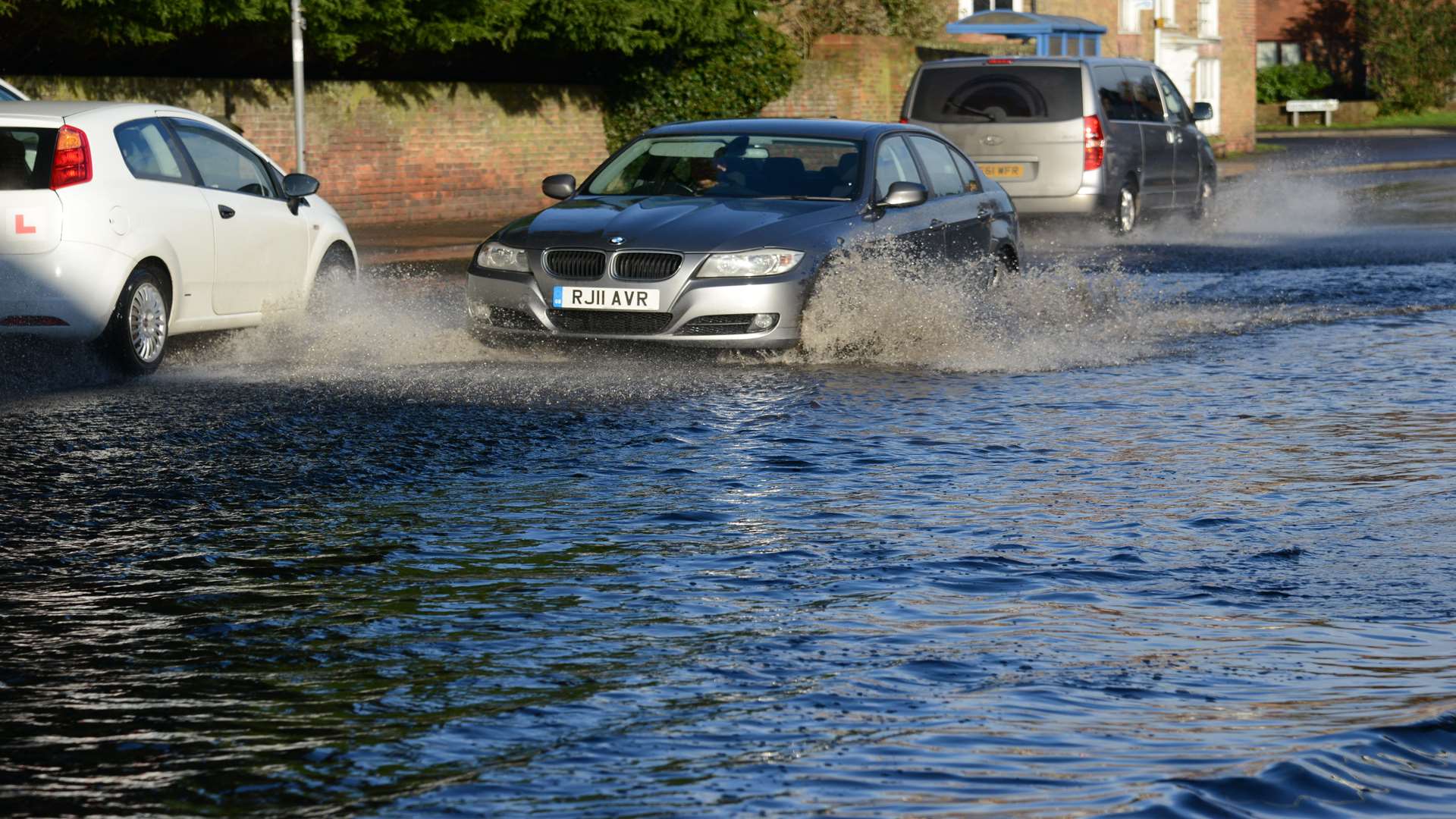 Flooding on New Romney High Street near the Shell garage