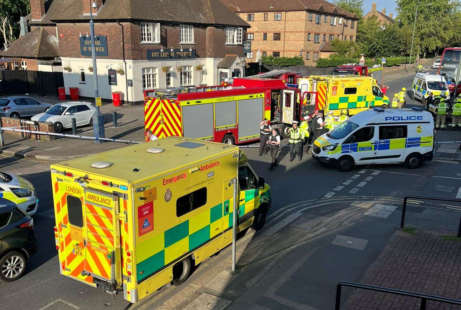 Emergency service crews at Park View Road, Welling