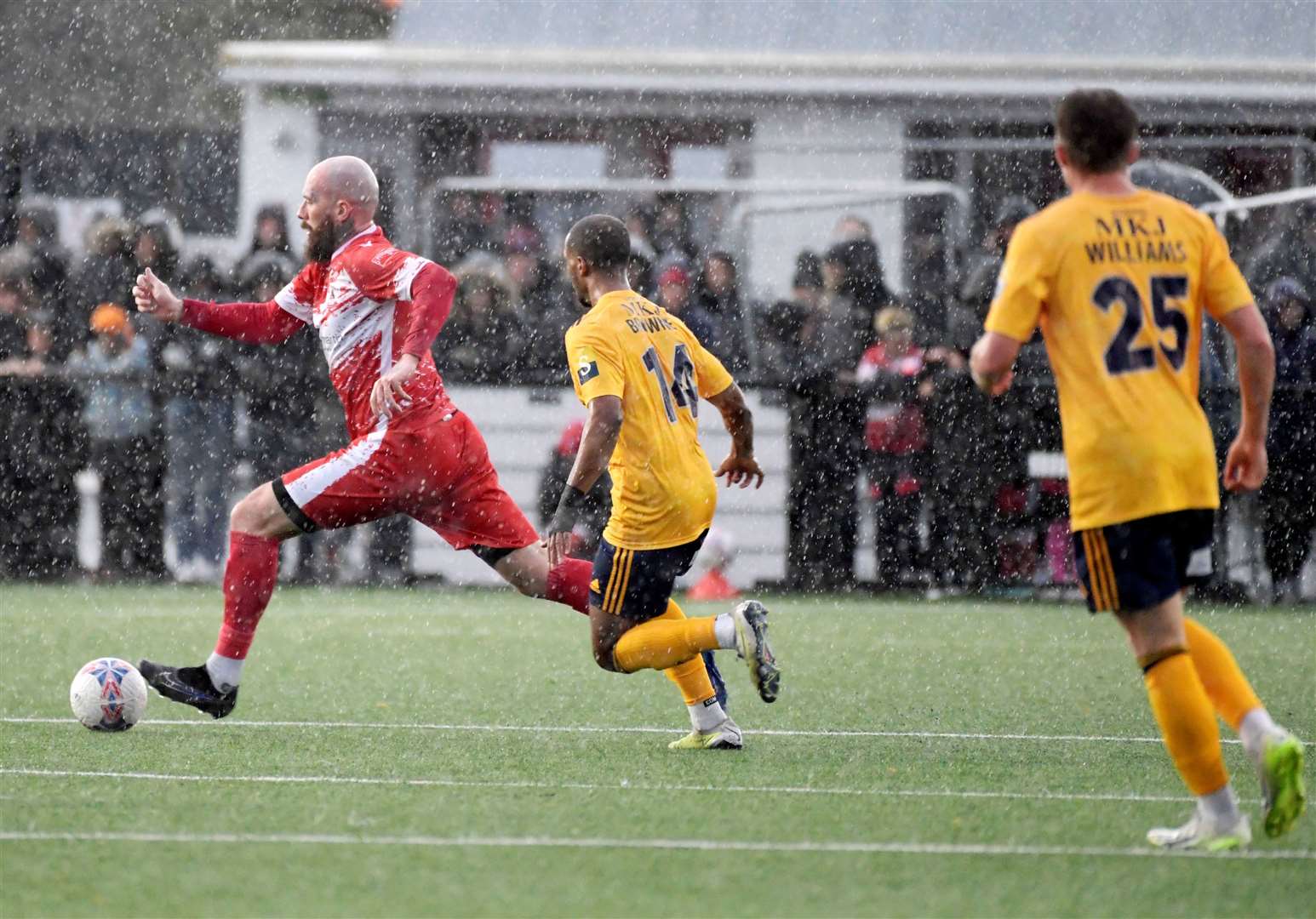 Joe Ellul takes charge for Ramsgate during their FA Cup win over Woking. Picture: Barry Goodwin