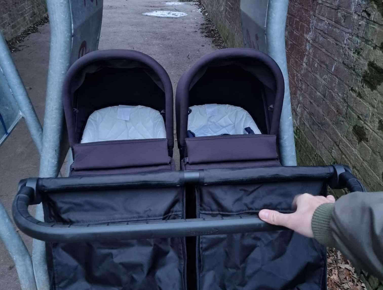 Some parents even struggle to get though the Sittingbourne anti-bike barriers with double buggys