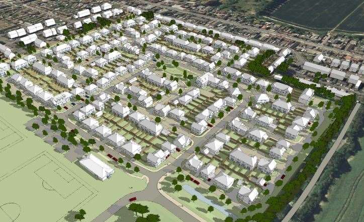 What the Frognal Lane development, Teynham, could look like from the air. Picture: Omega Architects