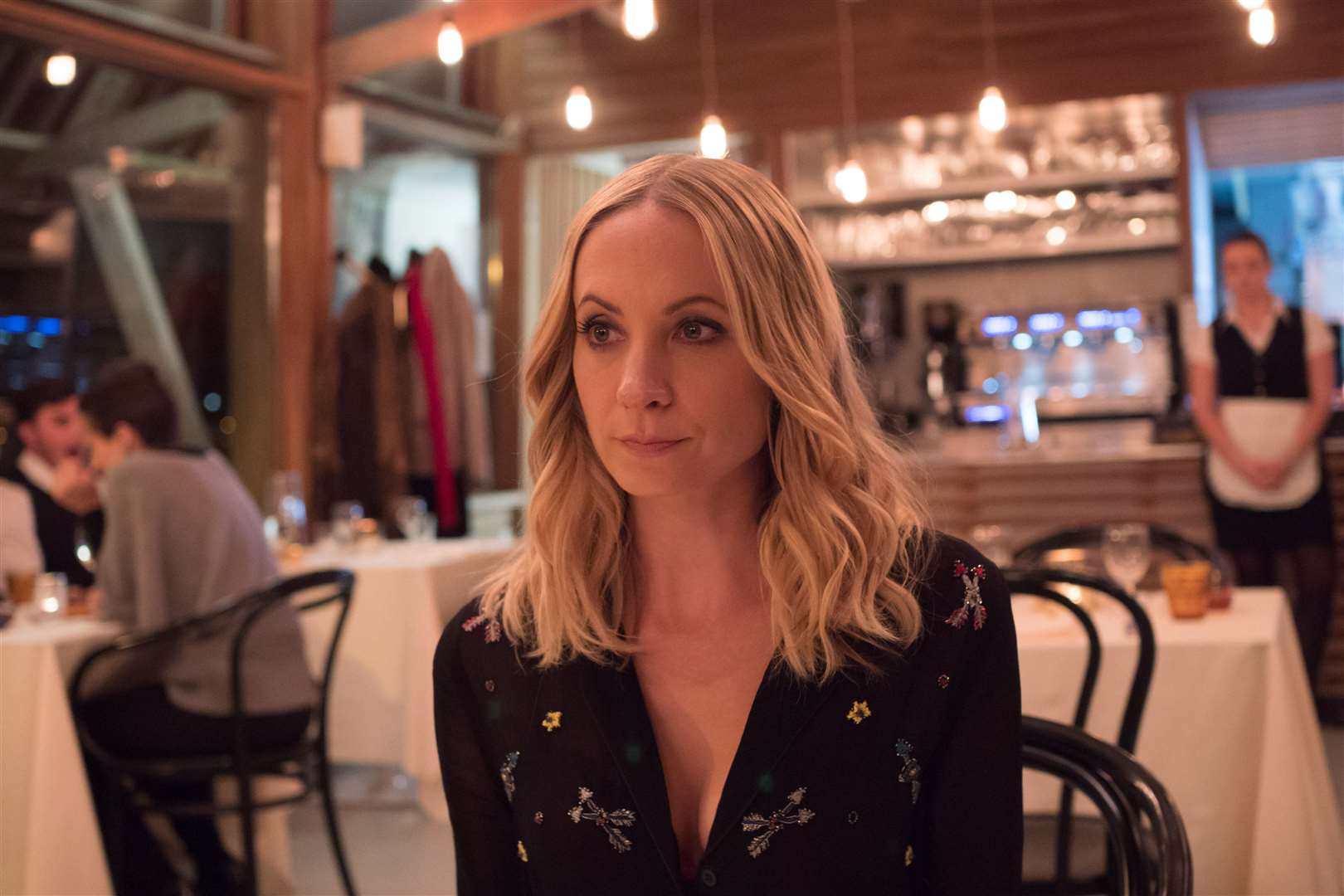 Joanne Froggatt, who played rape victim Laura Nielson, picture inside the restaurant on Deal Pier