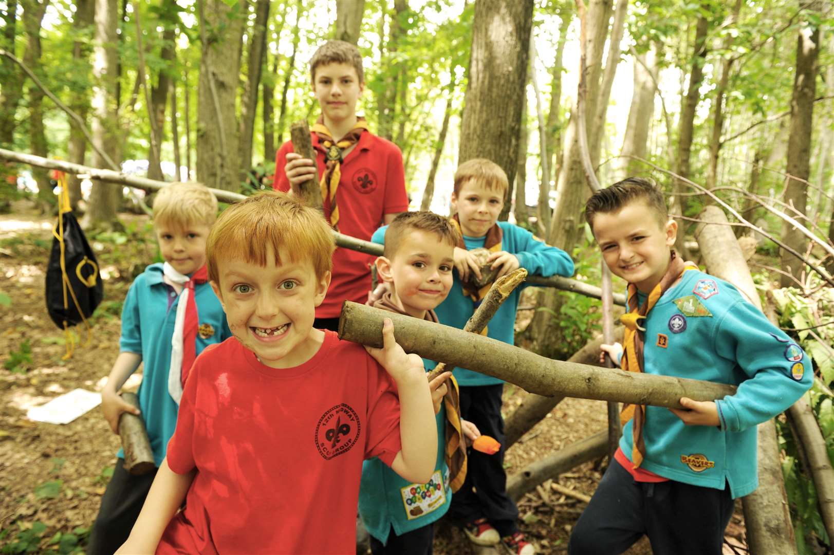 The scouts get to grips with some woodland crafts