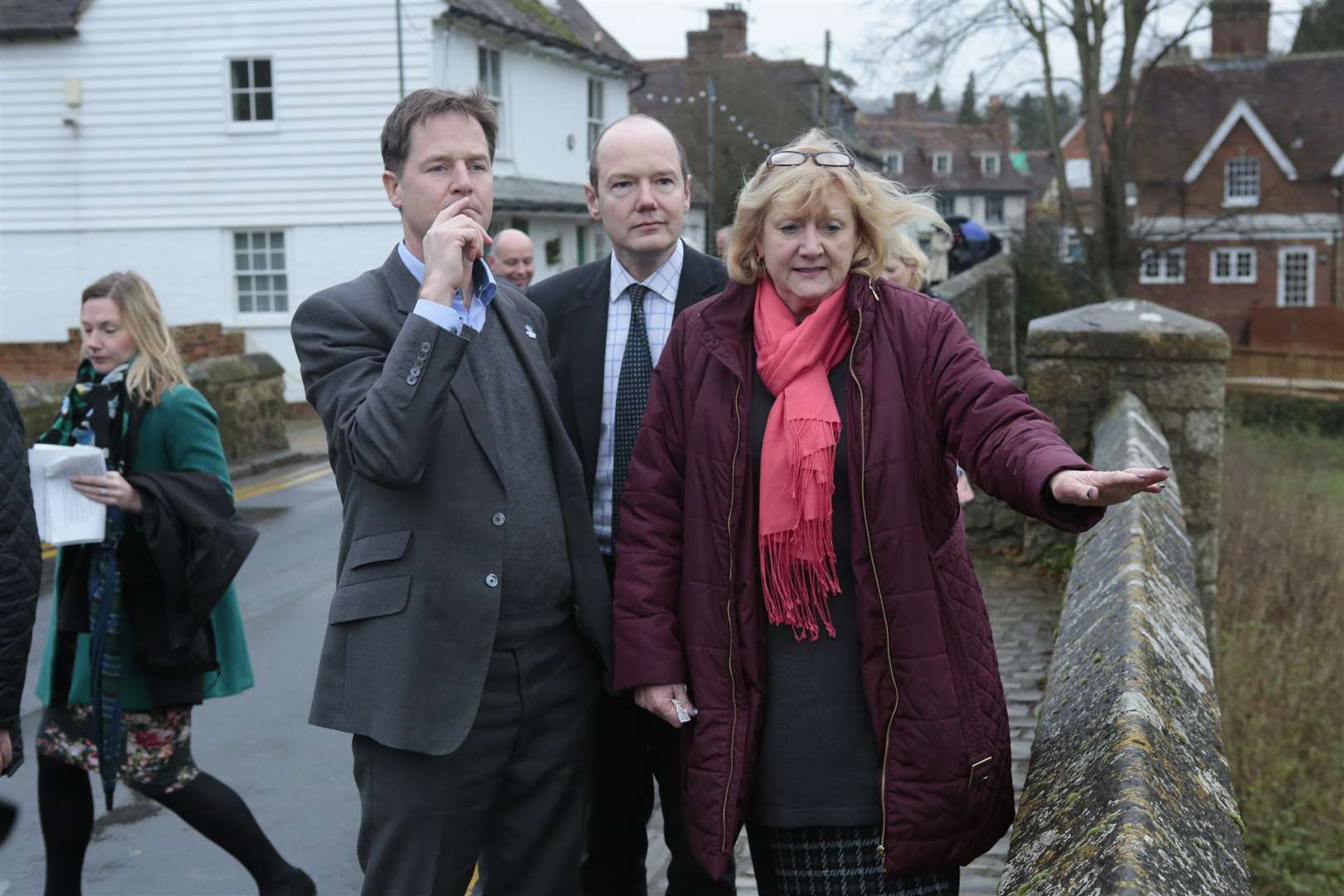 Lib Dem leader with Jasper Gerard, Maidstone's Lib Dem candidate in the general election and Yalding Parish Council chairman Geraldine Brown