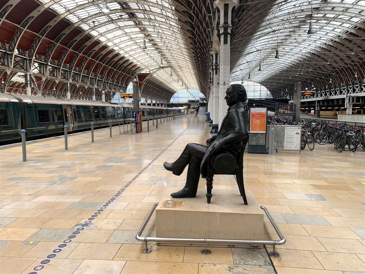 Empty platforms at Paddington station in London (Peter Clifton/PA)