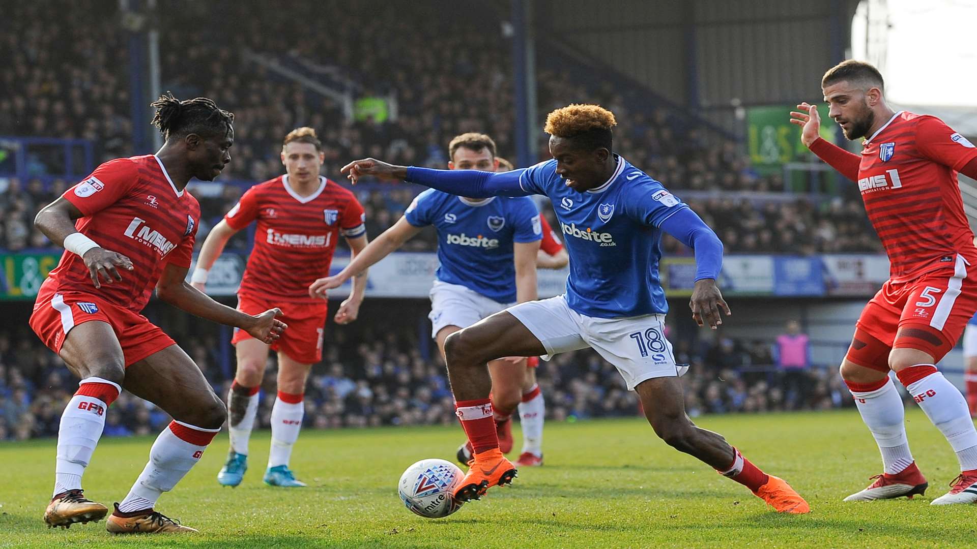 The Gills defence can't stop Jamal Lowe from opening the scoring in the 19th minute Picture: Ady Kerry