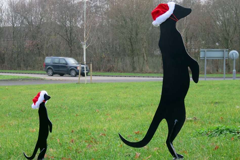 Meerkats in Christmas hats spotted on Orchard Heights roundabout