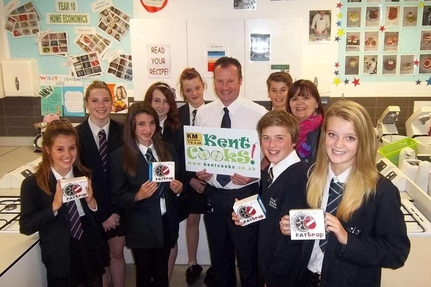 Year ten children from King Ethelbert School with teacher Claire Rouse and Southern Water's Richard Pettitt who gave guidance on the safe disposal of cooking fat