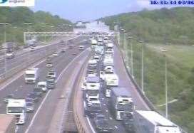 Traffic is building on the approach to the Dartford Crossing due to an earlier crash. Photo: Highways England