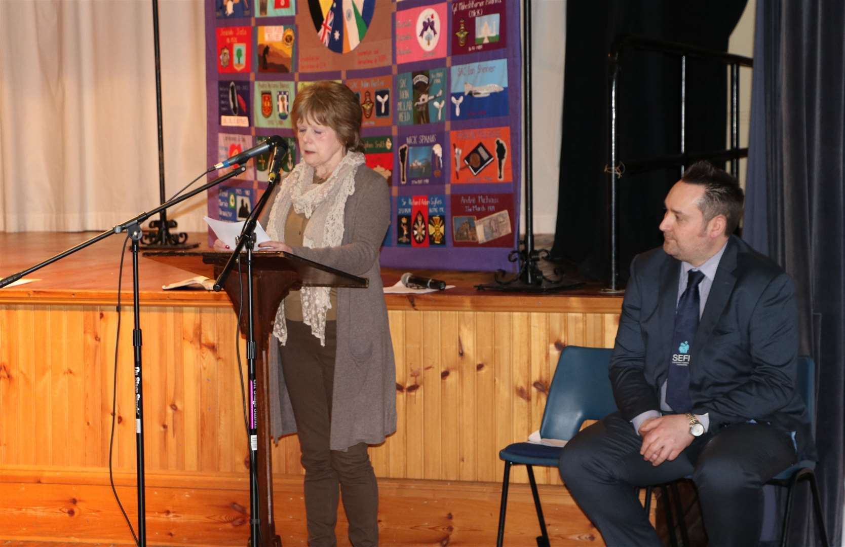 Linda McHugh, along with Kenny Donaldson, speaking at an event organised by SEFF (SEFF/PA)