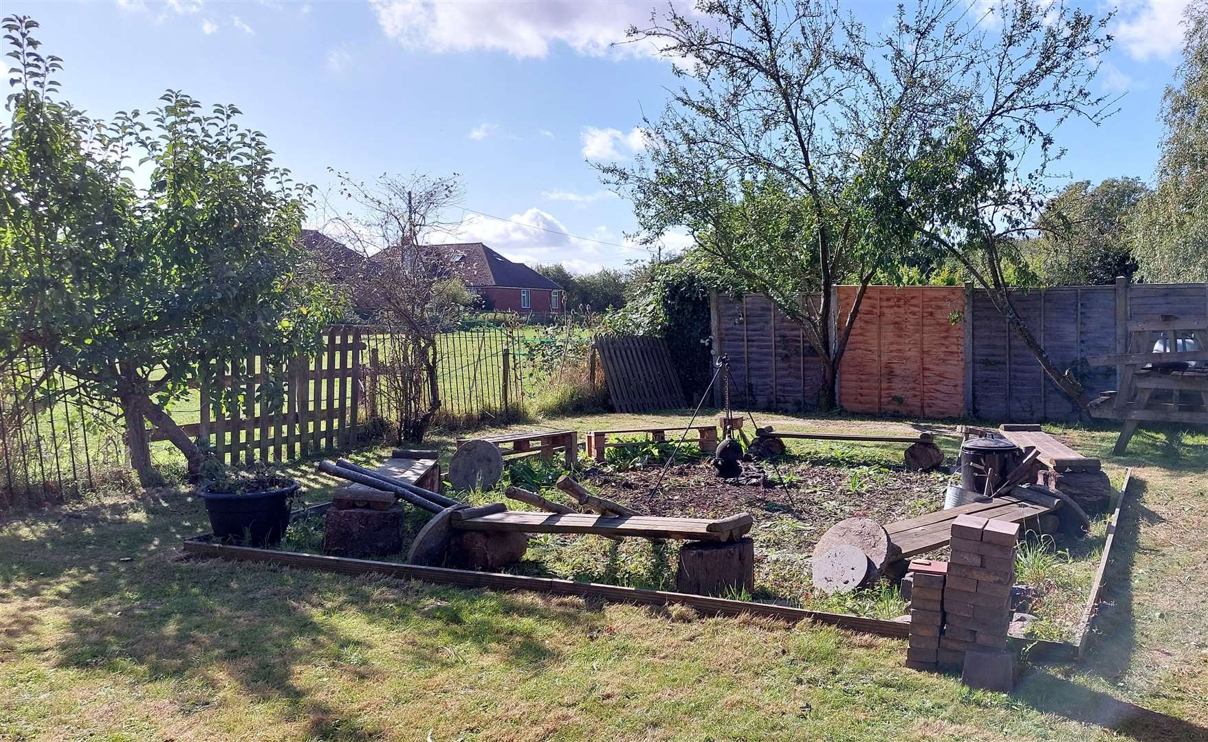 The outside forest school area at The Honest Miller