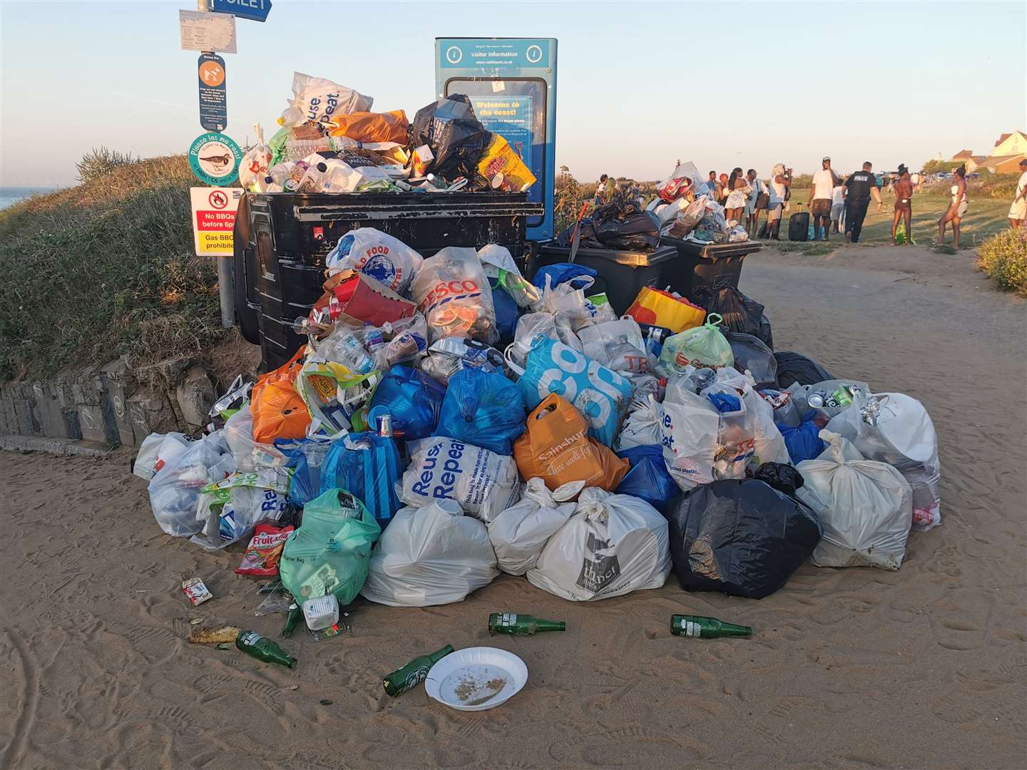 Bags and bags of rubbish at Botany Bay