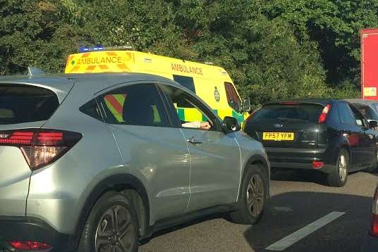 An ambulance on its way to the scene