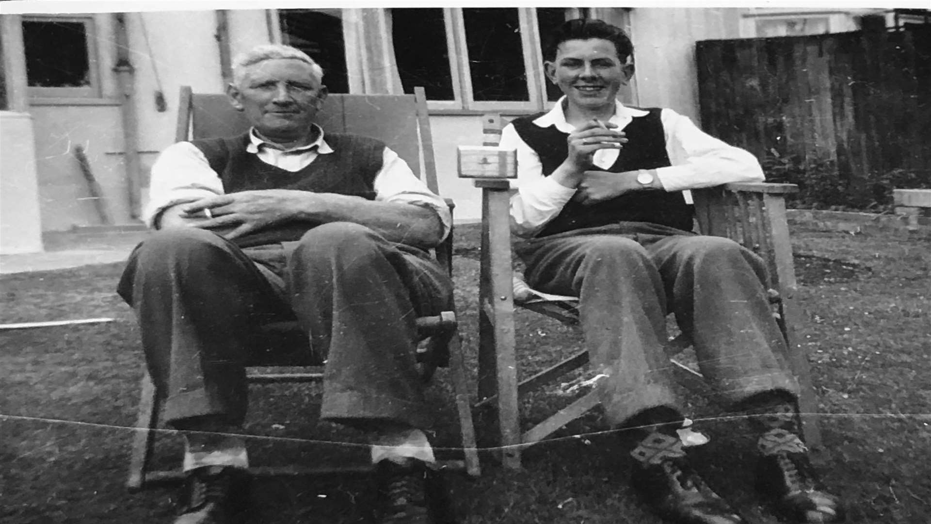 Tony Larkin (right) with his foster father Major John Herbert O'Neill