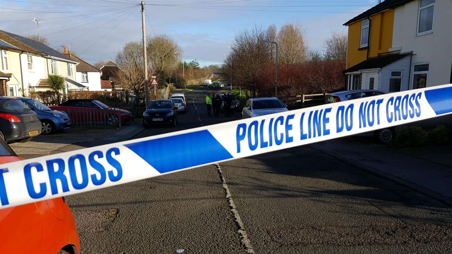 Police at the scene on New Year's Day