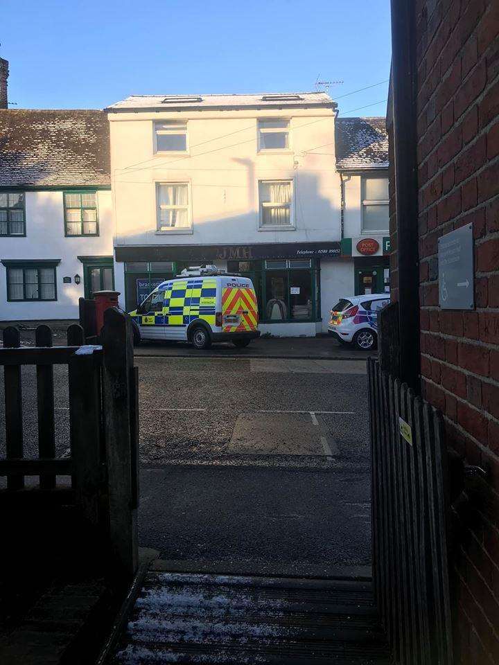 Police in Staplehurst High Street after a safe was stolen from a post office. Picture: David Gall (6874325)