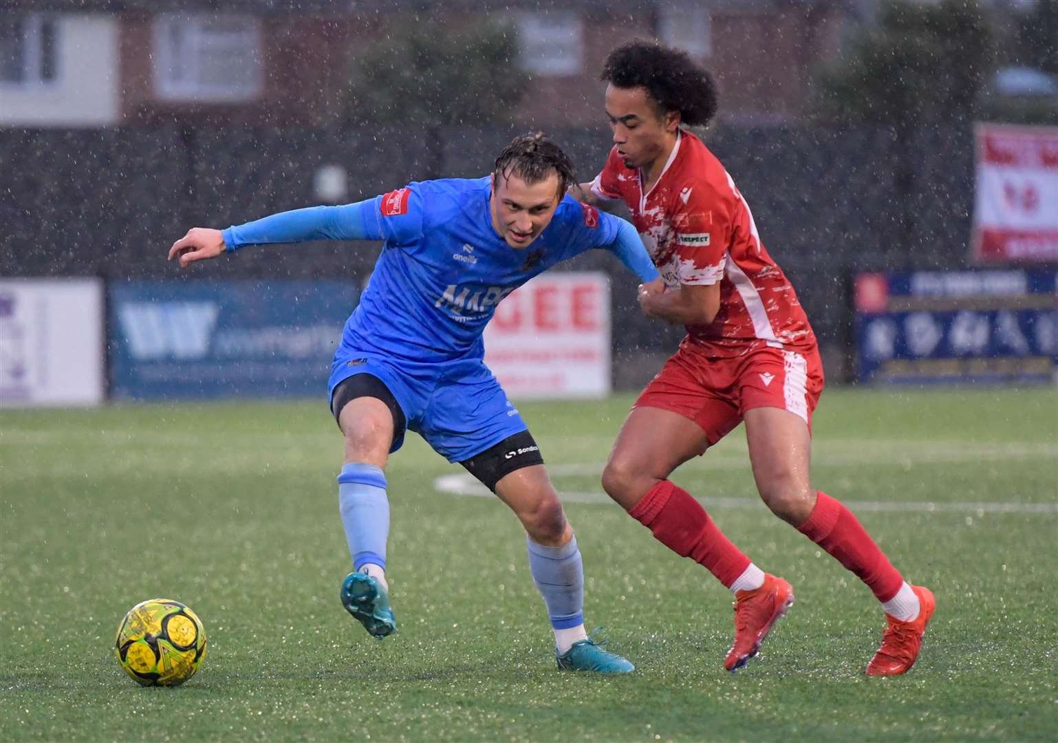 TJ Jadama in action for Ramsgate during their 3-0 win over Deal on New Year’s Day. Picture: Stuart Watson