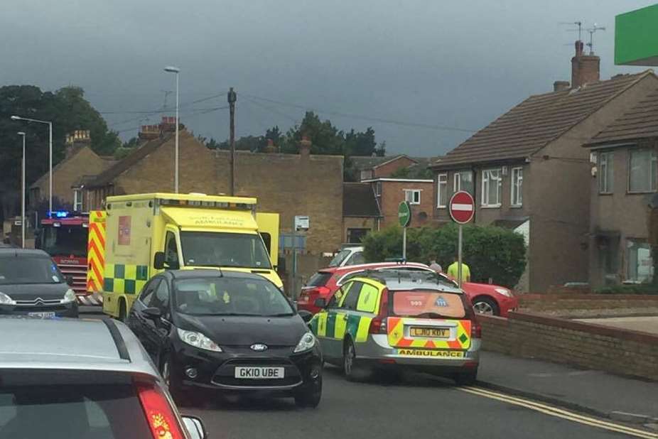 The scene of the incident in High Street, Rainham, where it is believed a biker was injured in a collision with a car