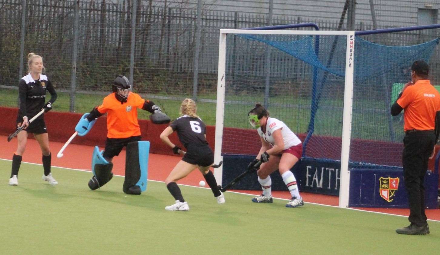 Goal-mouth action at Holcombe Park. Picture: Matt Woodhead