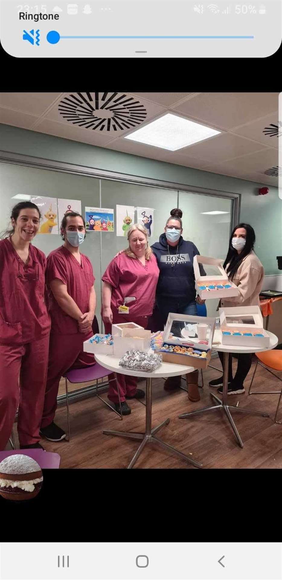 Lorraine Burrell and daughter Chloe had out gifts to hospital staff