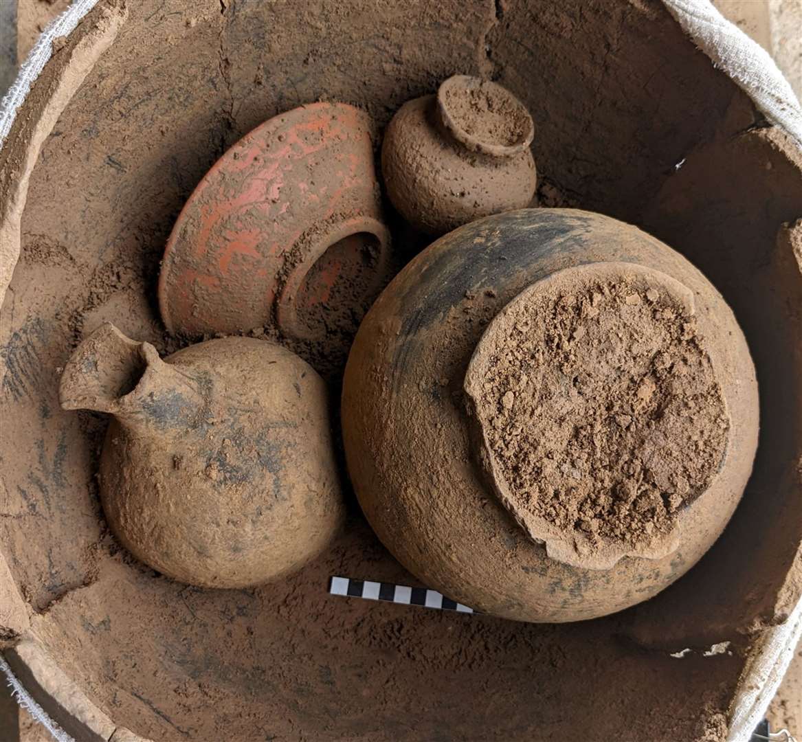 The pottery, before being cleaned up