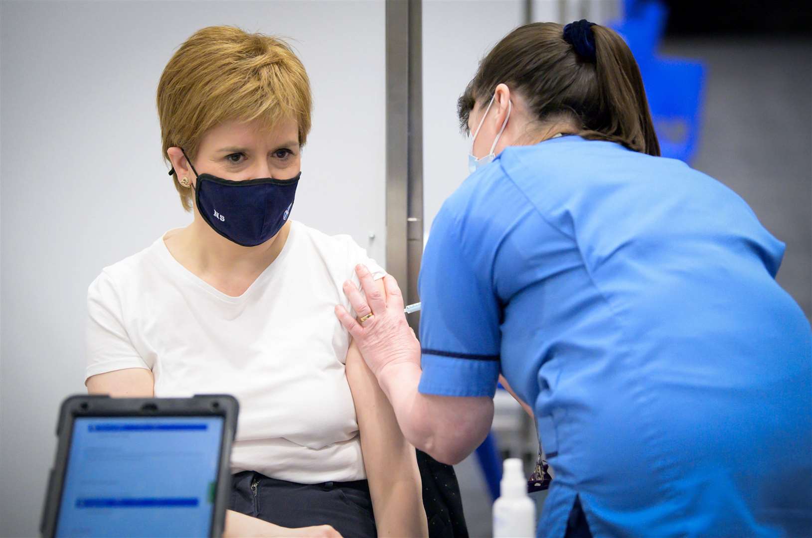 Nicola Sturgeon has received her first shot of the AstraZeneca vaccine at a centre in Glasgow (Jane Barlow/PA)