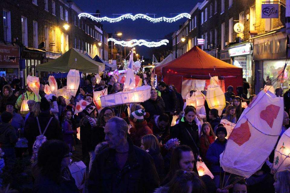 Sheerness Lantern Parade and Christmas lights near the clock tower (4663557)