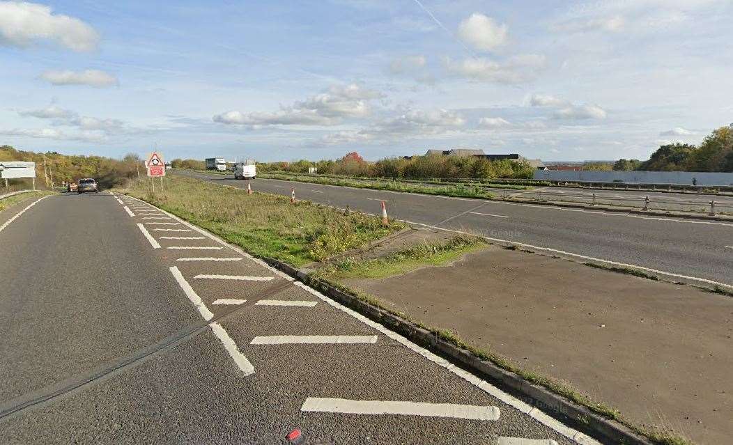 The Sheppey-bound carriage way on the A249 near the Bobbing Roundabout. Picture: Google Maps
