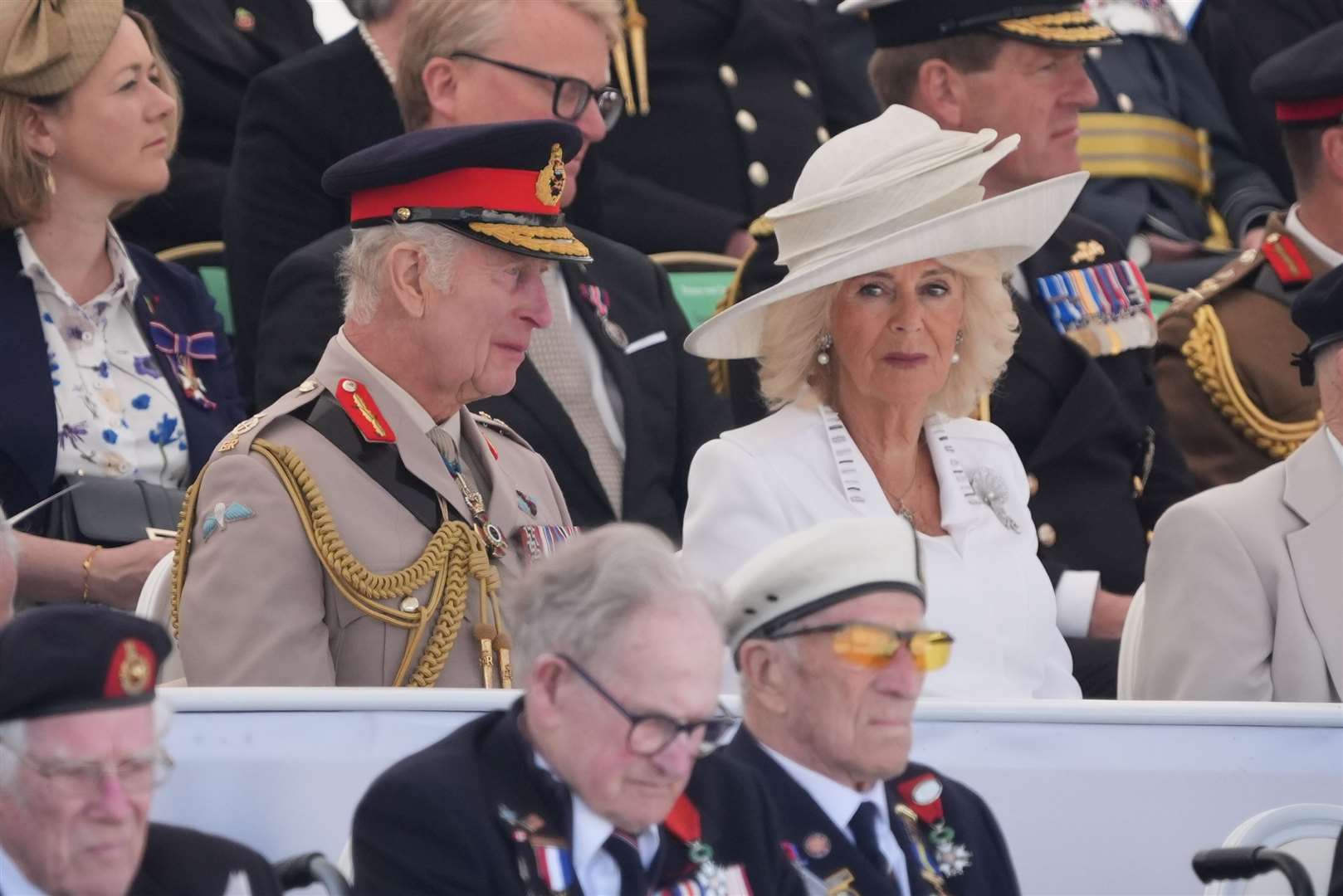 The King and Queen at the UK national commemorative event for the 80th anniversary of D-Day (Gareth Fuller/PA)