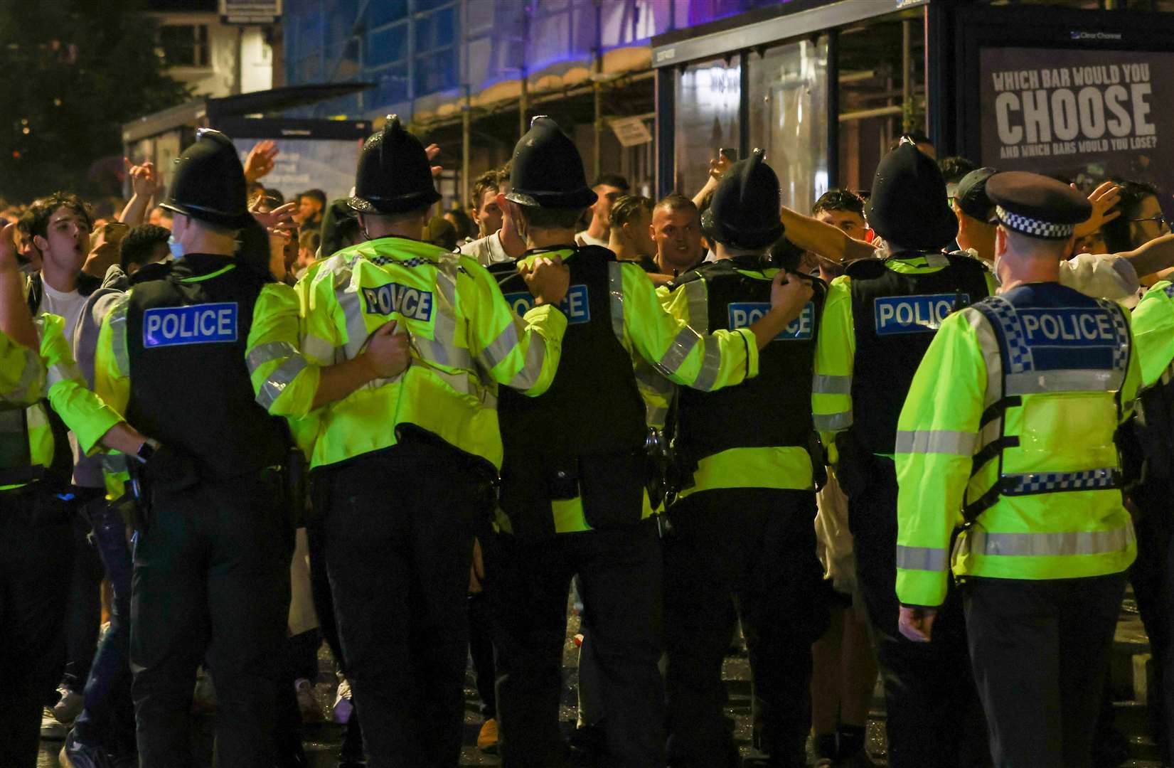 Multiple fans were arrested in Maidstone after England were beaten in the Euro 2020 final. Picture: UKNIP