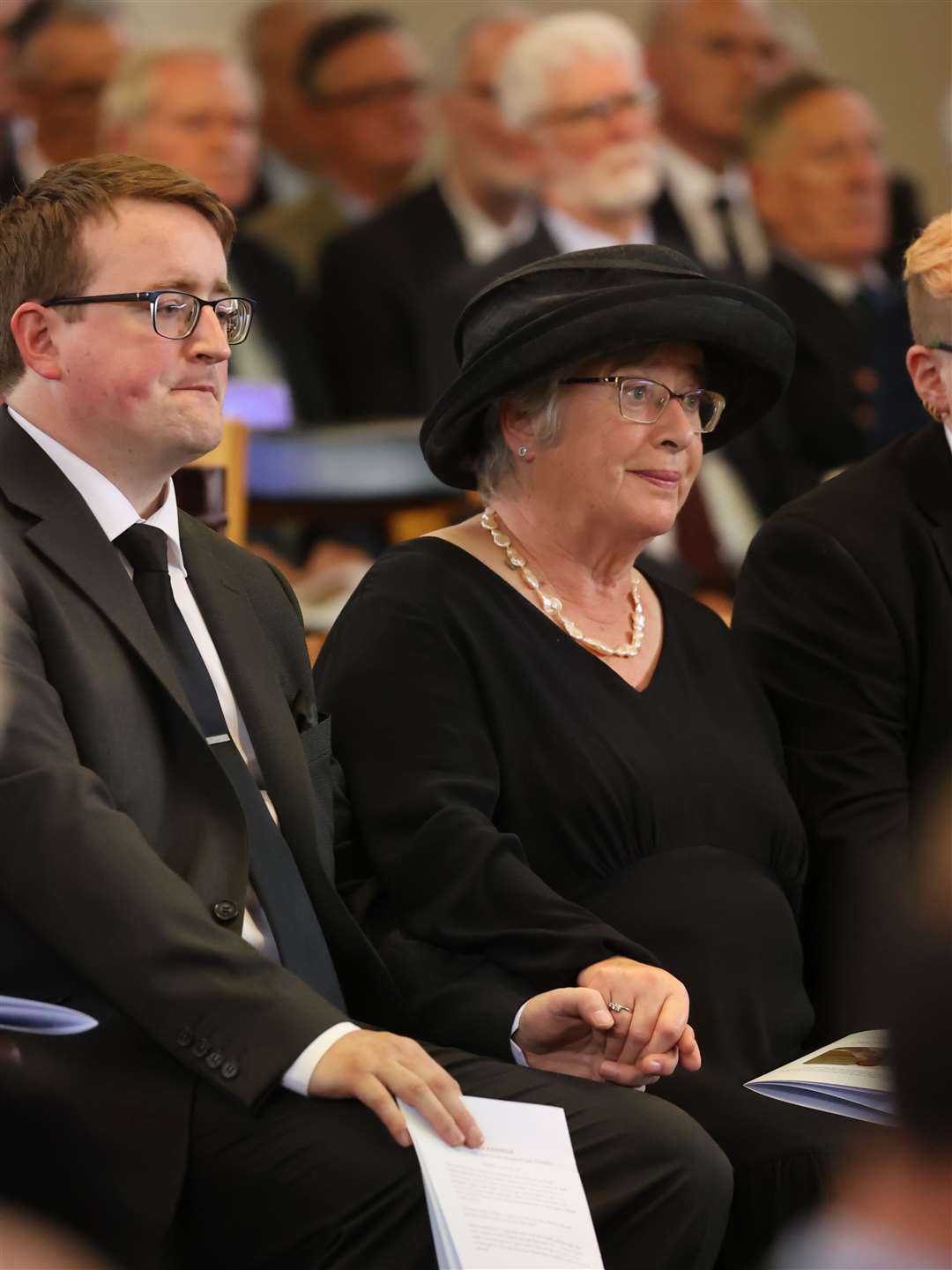 Lady Daphne Trimble sat in the front row with son Nicholas (Liam McBurney/PA)