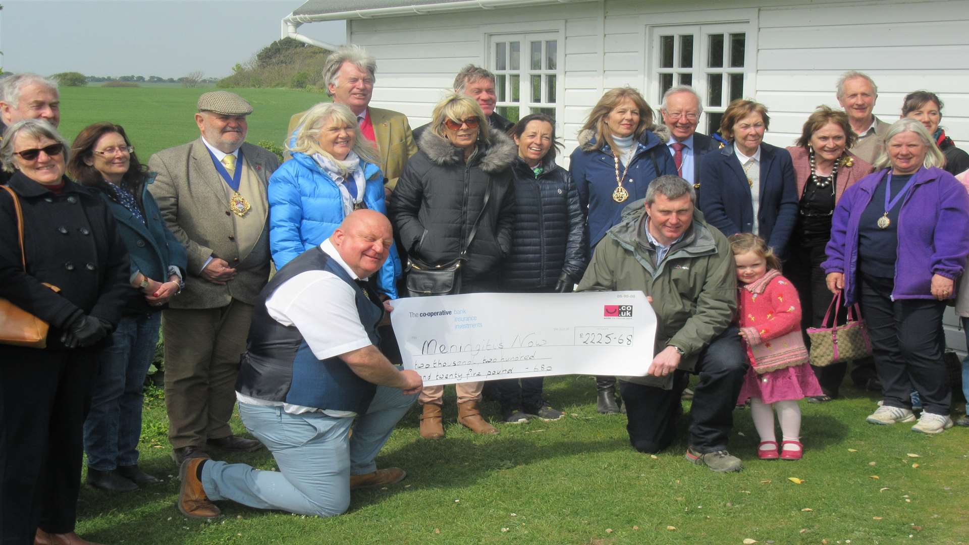 Cheque presentation of £2,000 by Dover Mayor Neil Rix to the charity Meningitis Now., handed to Ben Williams