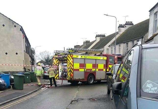 Emergency services are evacuating homes and businesses in North Road, Queenborough. Picture: Kelly Clymer