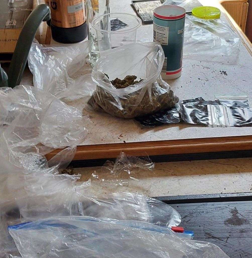 Drugs and paraphernalia relating to their supply were seized from the caravan in Sussex Street, Ramsgate. Picture: Kent Police