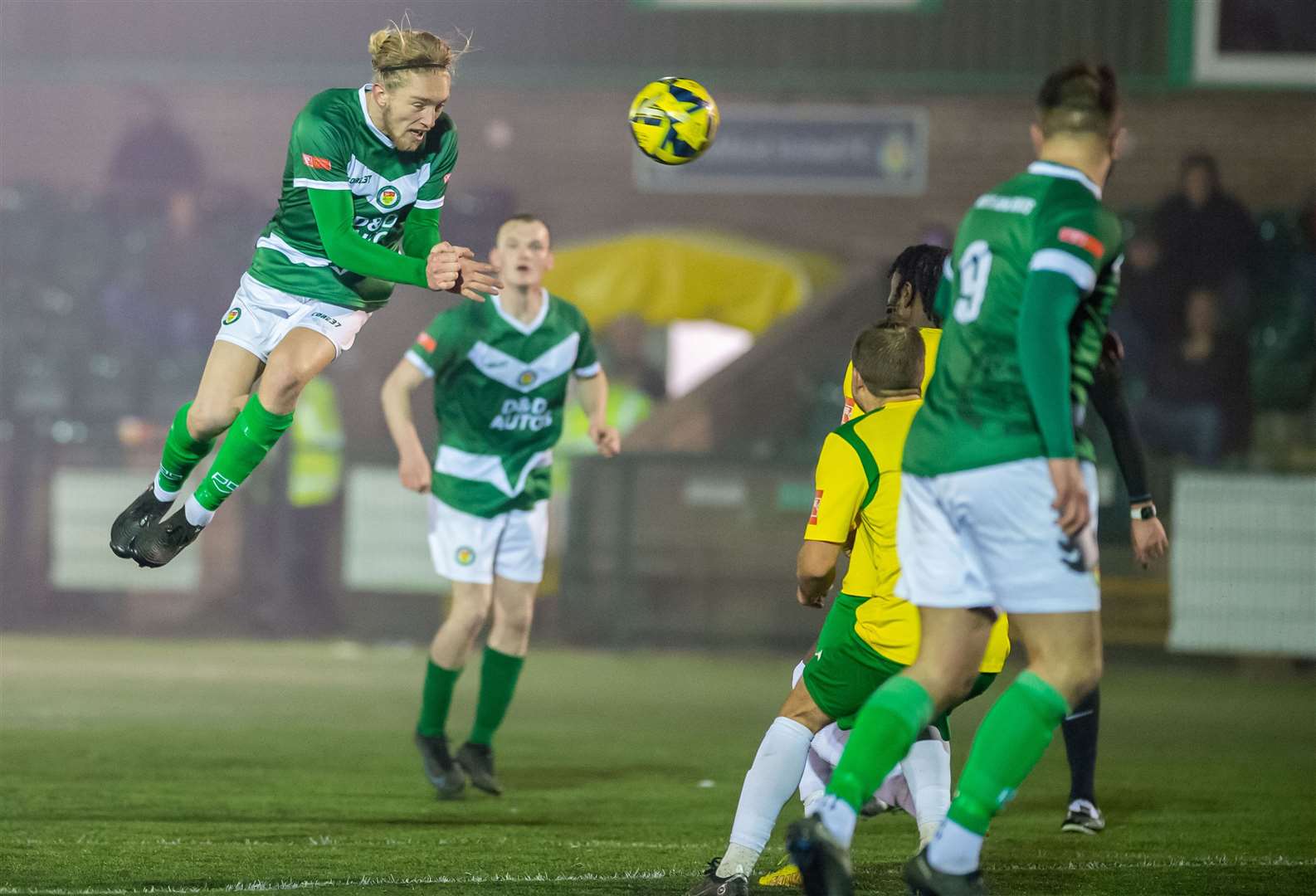 A flying attempt on goal from Charlie Dickens against Corinthian. Picture: Ian Scammell