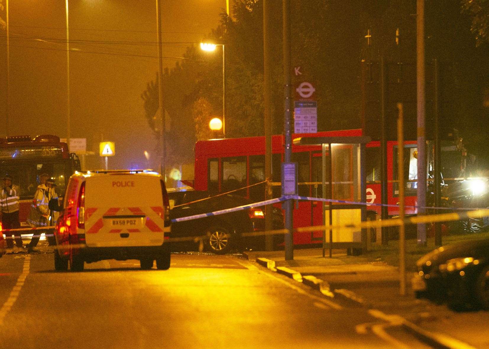 Police at the scene of crash in Orpington on Halloween 2019 (Giles Anderson/PA)